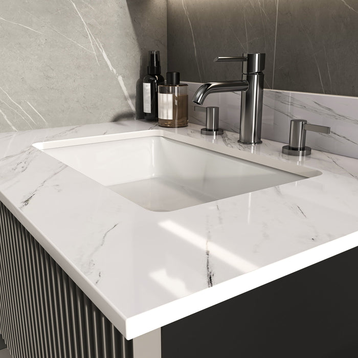 Bianco Carrara Venato Elegant Marble Vanity Top, Bathroom Vanity With Undermount Sink, Sintered Stone