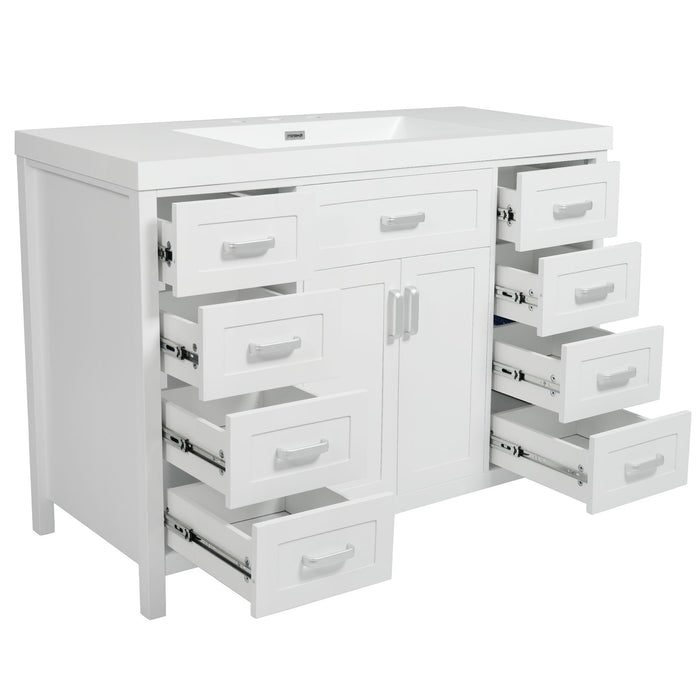 Bathroom Vanity With Sink, 2 Doors 8 Drawers, Soft Close System, Classic Design