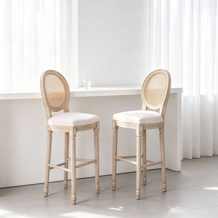 French Country Bar Chairs With Round Back (Set of 2)
