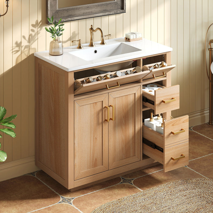 Bathroom Vanity & Sink, Soft Close Doors & Drawers - Wood