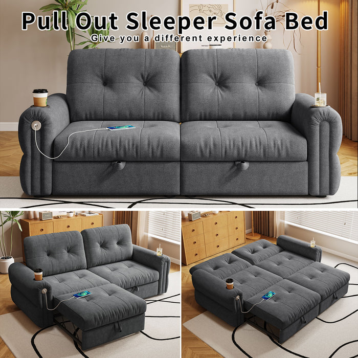 2 In 1 Convertible Sofa Bed For Living Room - Dark Gray - Fabric