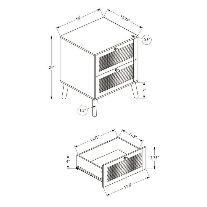Accent Table & Storage Drawers - White