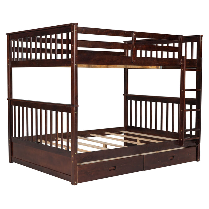 Bunk Bed With Ladders And 2 Storage Drawers
