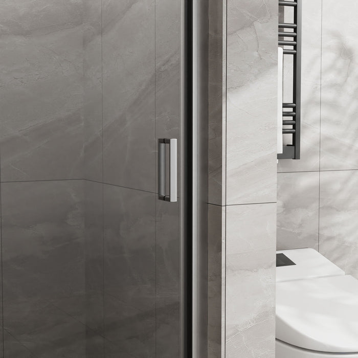 Pivot Shower Door, Tempered Glass, Semi Frameless