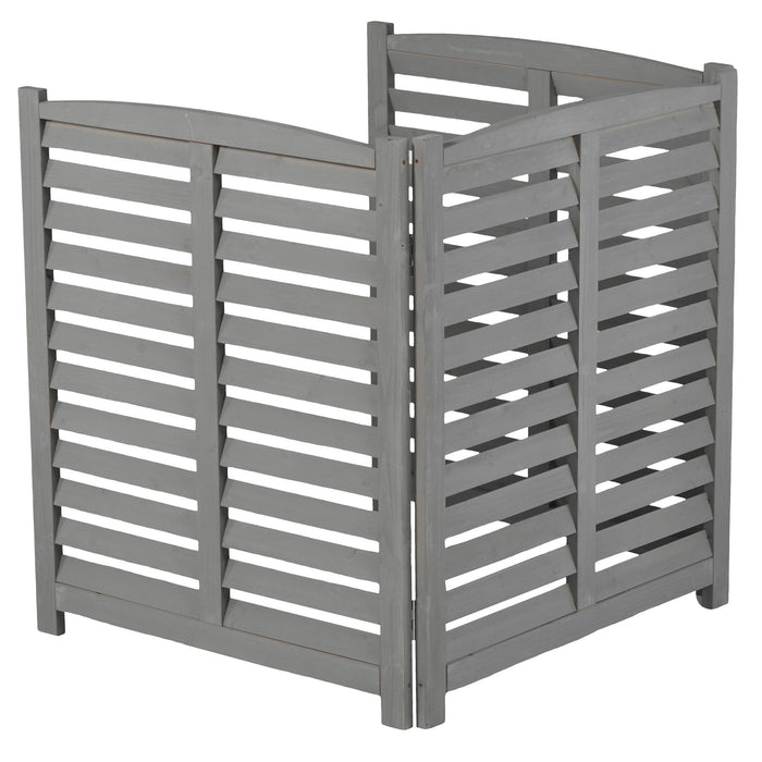 3 Panel Outdoor Wooden Air Conditioner Fence