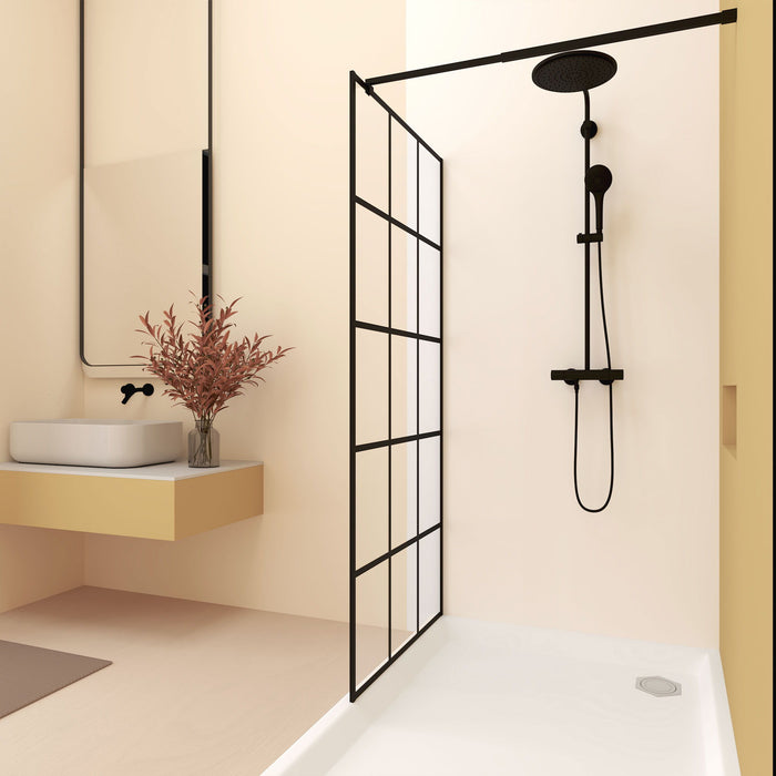 Framed Glass Shower Screen - Matte Black