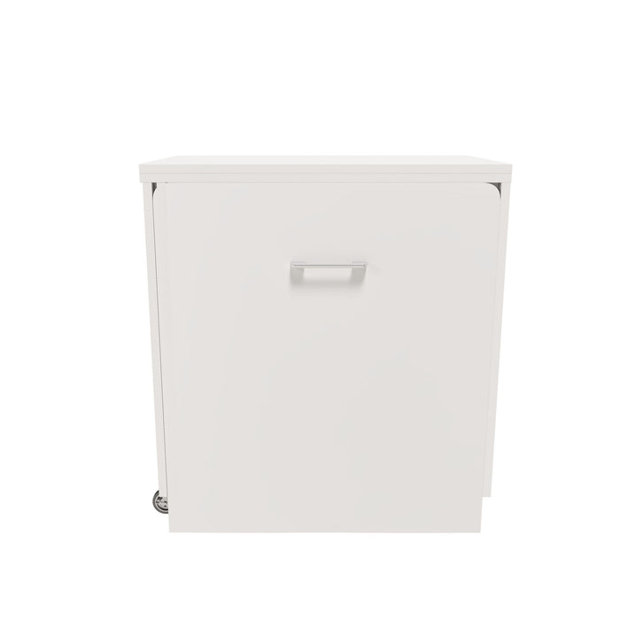Folding Desk With Mirror And Storage Stool For Bedroom Or Apartment - White