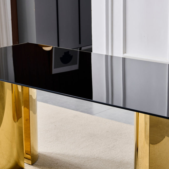 Rectangular Dining Table - Gold / Black