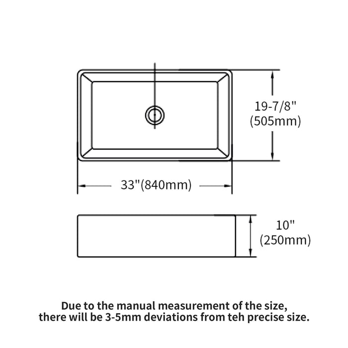 Elegant Farmhouse Apron Front Ceramic Single Bowl, Kitchen Basin