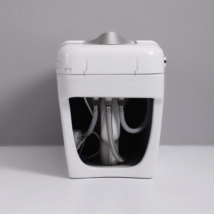 Smart Toilet Bidet Combo With Foot Sensor, LED Display, Heated Seat And Airflow, Ceramic - White