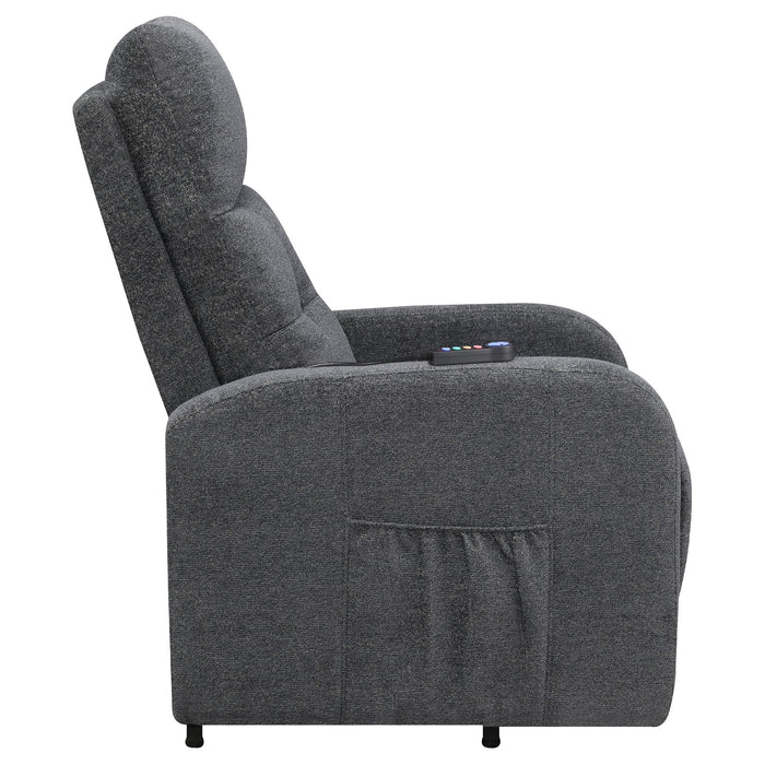 Lyle - Upholstered Power Massage Chair With Heat And Remote Control - Charcoal