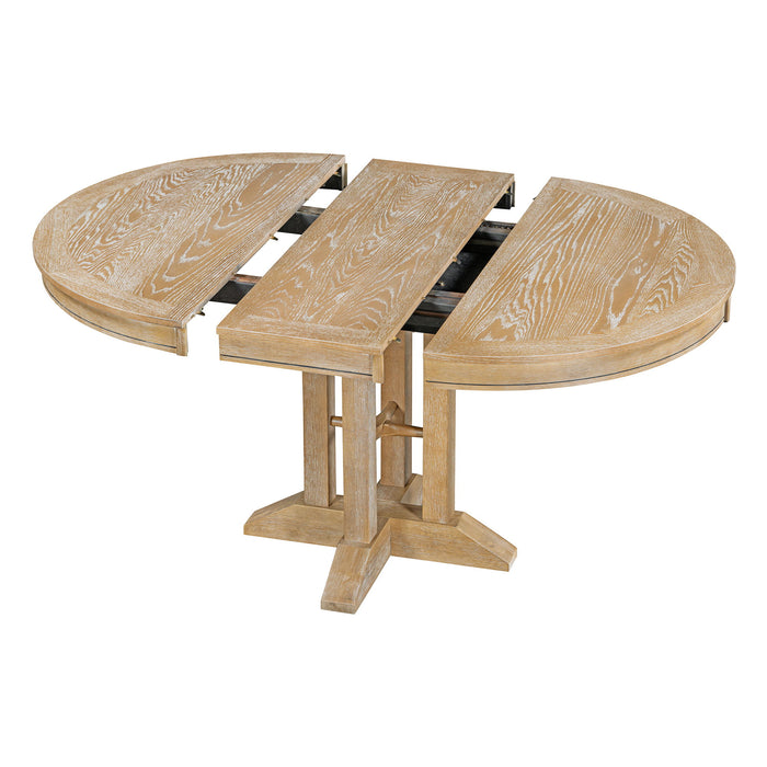 Dining Set & Extendable Round Table And 4 Upholstered Chairs