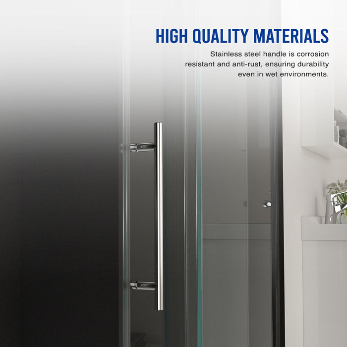 Frameless Shower Door, Sliding Shower Door, With Premium Thick Tempered Glass Shower Enclosure, Double Side Easy Clean Coat, Finished With Buffer - Chrome