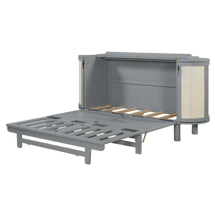 Murphy Bed With Hidden Storage & Modern Woven Design