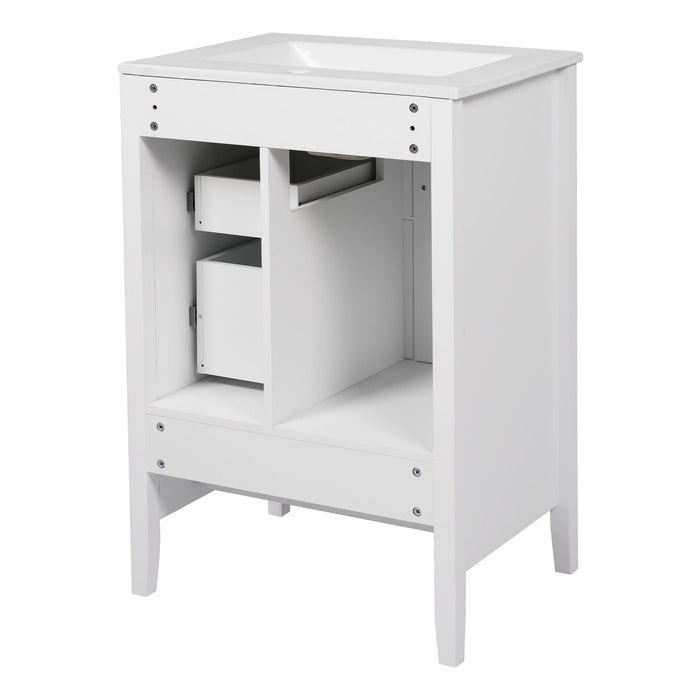 Freestanding Bathroom Vanity With Sink, Soft Closing Cabinet And Drawers - White