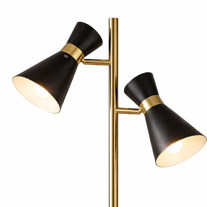 Axis - Floor Lamp With 4 Way Switch Double Spots With Base - Black / Gold