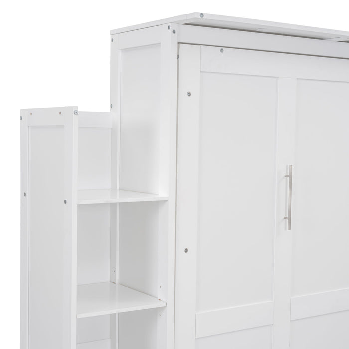 Wall Murphy Bed With Shelves And LED Lights