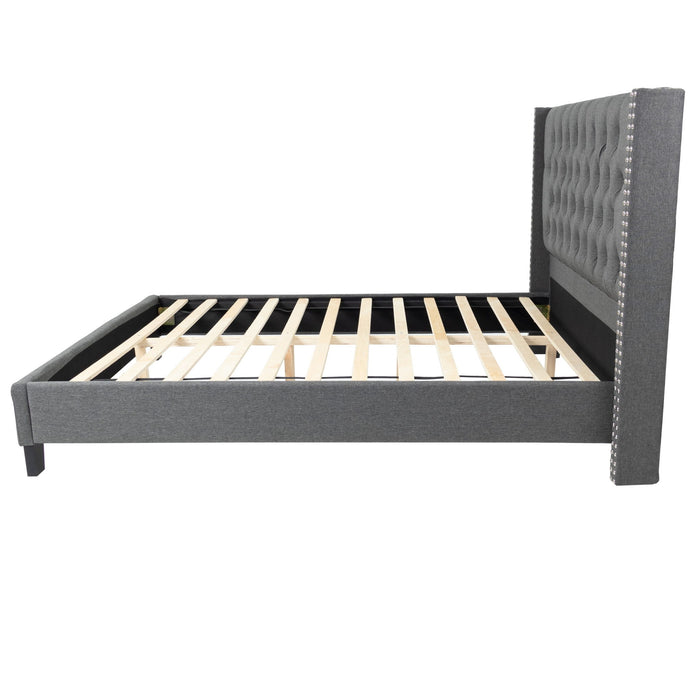 Contemporary Style Bed With Diamond Tufted Headboard