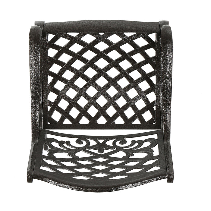 Luminea - Outdoor Aluminum Dining Chair With Scroll Design, Lattice Pattern And Cabriole Legs - Bronze