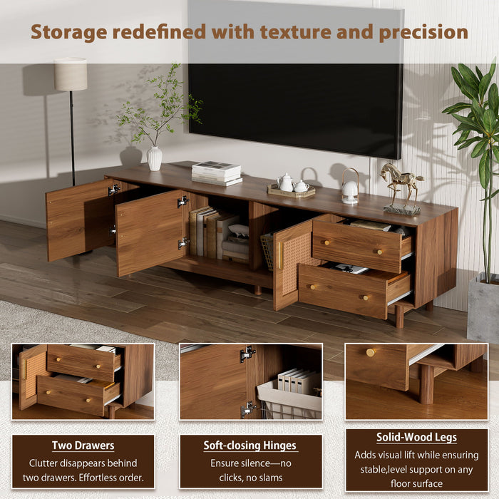 70" TV Stand With Beveled Edge Design - Brown