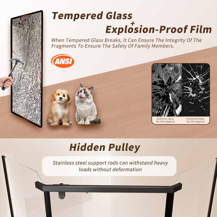Frameless Neo Angle Shower Door WithTempered Glass
