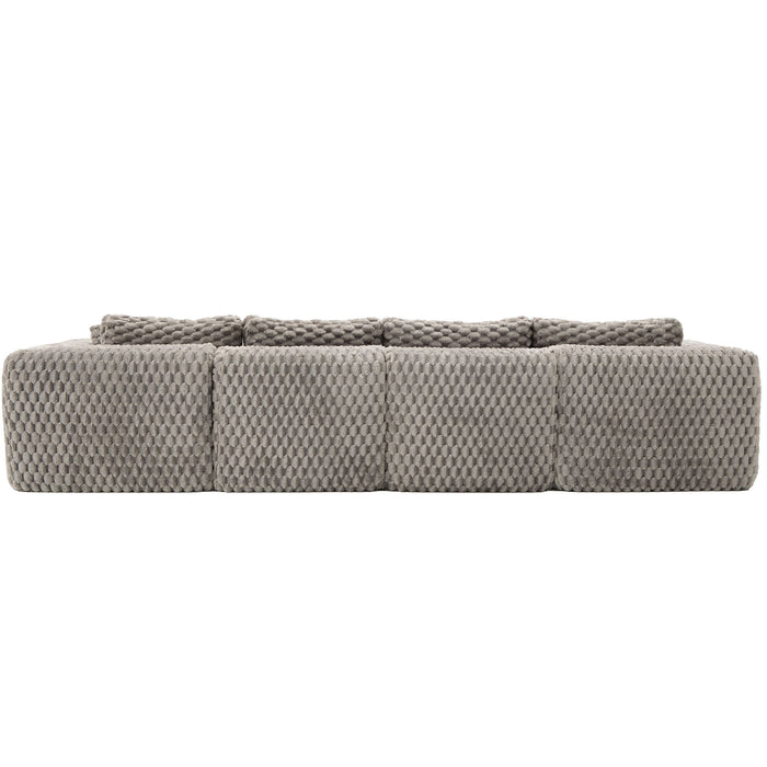 Modular Sectional Sofa, Boneless Couch With 2 Movable Ottomans