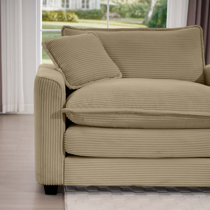 Modern Classic Corduroy Fabric Single Chair Deep Seat Sofa With Pillow