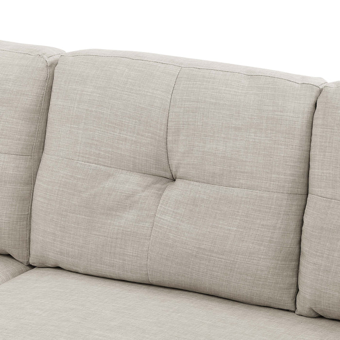 Upholstered Sectional & Pull Out Bed And Chaise Storage - Almond