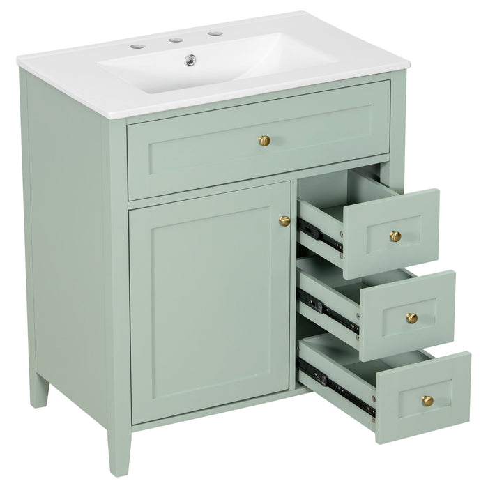 Bathroom Vanity With Sink, 3 Drawers And Adjustable Shelf