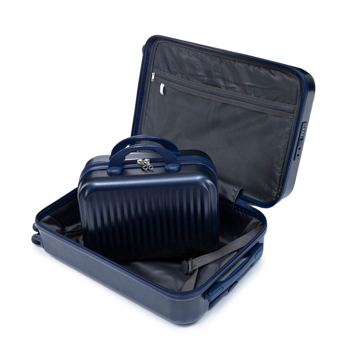 Luggage Set With Cosmetic Case, Combination Lock, Front Opening Design
