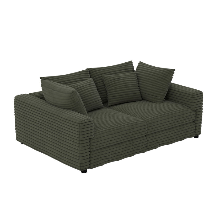 Convertible Deep Seat Sofa With Soft Pillows And Ottomans