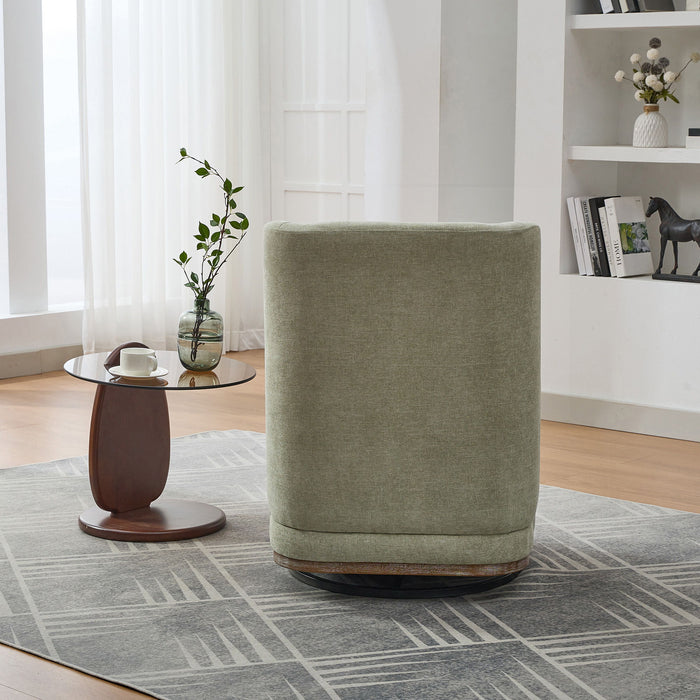 Wide Modern Chenille Cushioned Armless Metal Base 360° Swivel Chair With Pillow