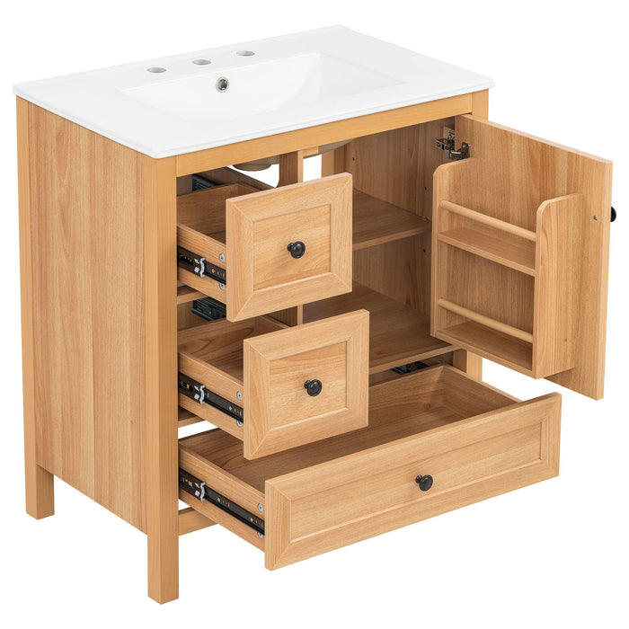Modern Bathroom Vanity With Sink, Soft Close Drawers & Door, Storage Rack