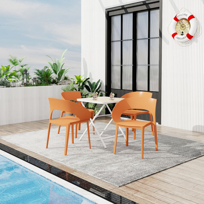4 Piece Set Of Modern Designed Single Chairs With Folding Square Table