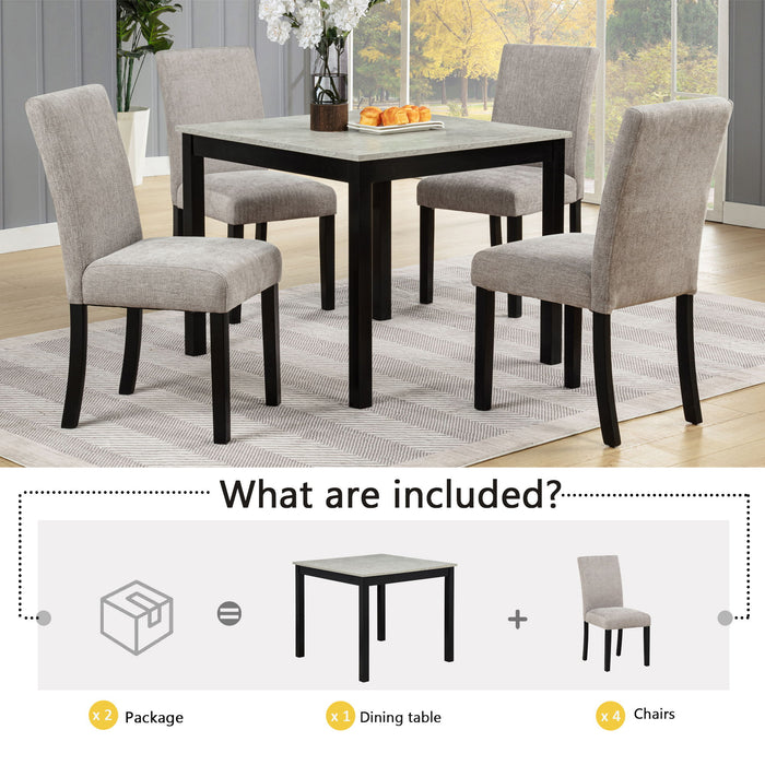 Modern 4 Person Dining Table Set With 4 Chairs