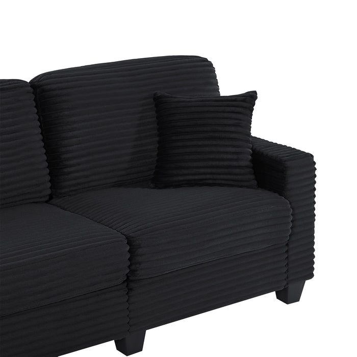 Upholstered U-Shaped Sectional Sofa With Movable Ottoman And Side Storage Pockets
