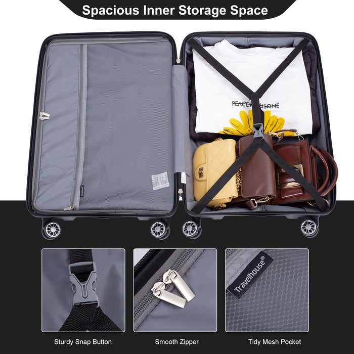 Hardshell Suitcase Double Spinner Wheels Luggage Sets, Lightweight With Tsa Lock, 3 Piece Set