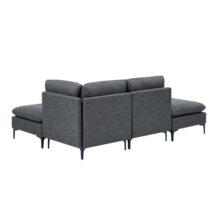 Upholstered Modular Sectional With Tall Legs, Medium Firm Seat
