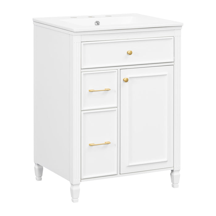 Freestanding Bathroom Vanity With Sink, Soft Close Door, Tip Out Drawer