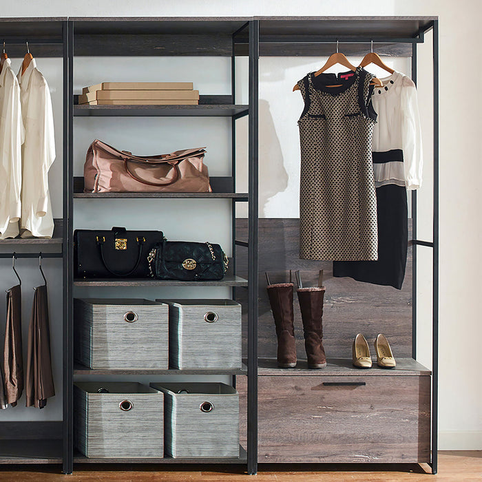 Monica - Walk In Closet System With Modular Design Melamine - Rustic