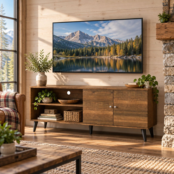 Amidon - TV Stand, With 2 Storage Shelves And 1 Cabinet
