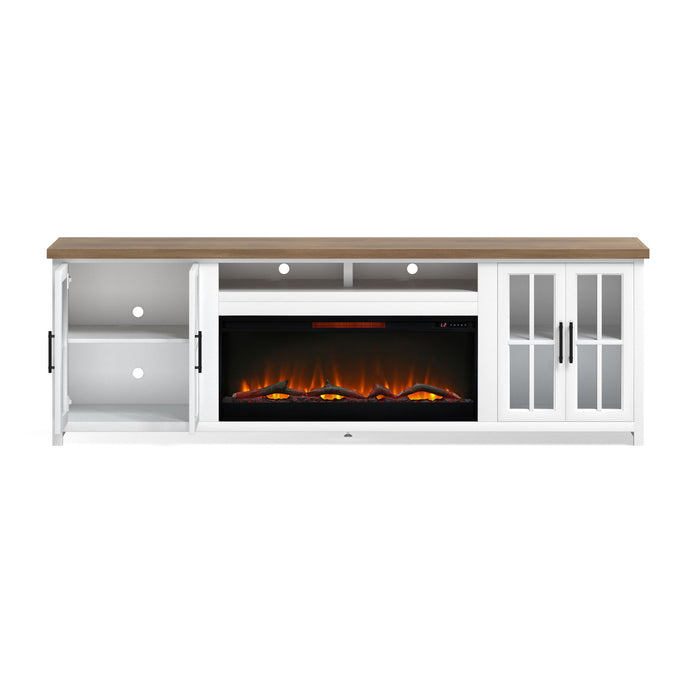 Fireplace TV Stand Console & Fixed Shelves