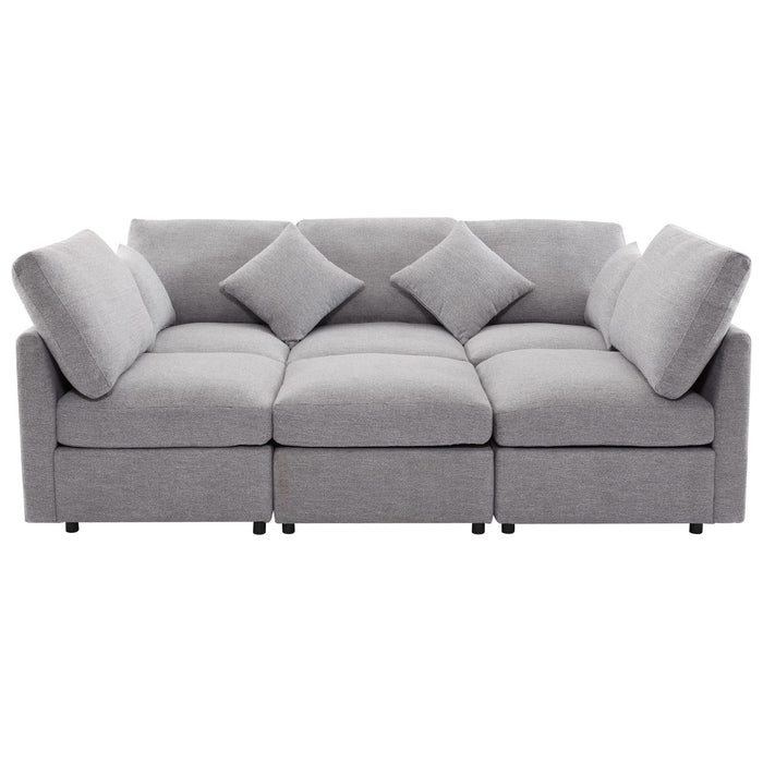 Sectional Sofa Modular U-Shaped With Ottoman & USB Ports
