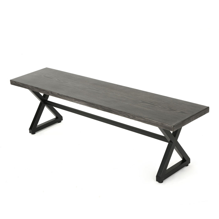 Modern Aluminum Outdoor Dining Bench With X Base