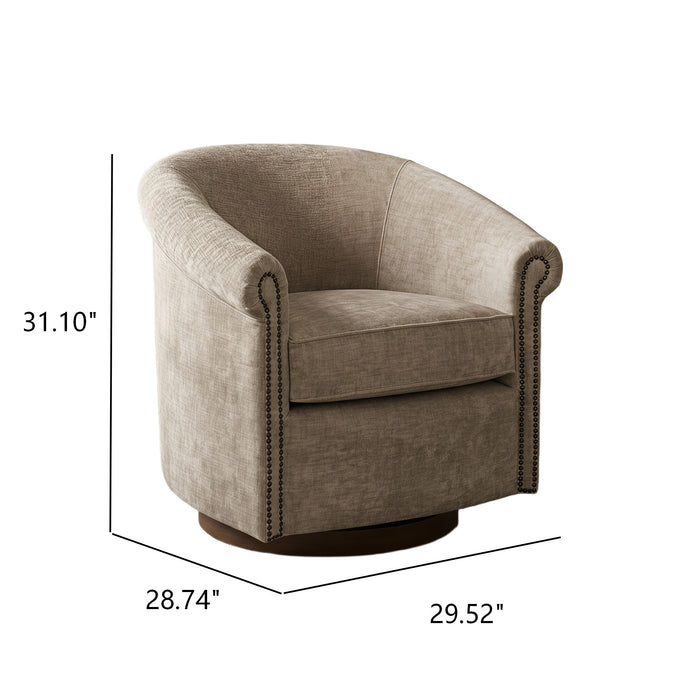 Barrel Swivel Accent Chair, 360 Degree Rotating For Living Room - Sand