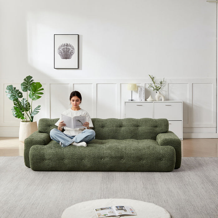 Cloud Series Minimalist Button Tufted Square Arm 3 Seater Sofa