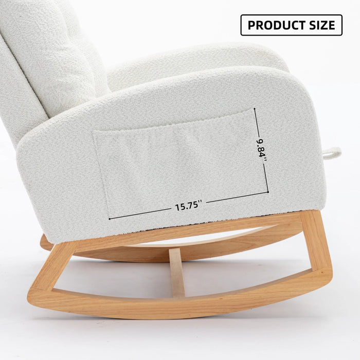 Accent Rocking Chair With Footrest, High Back