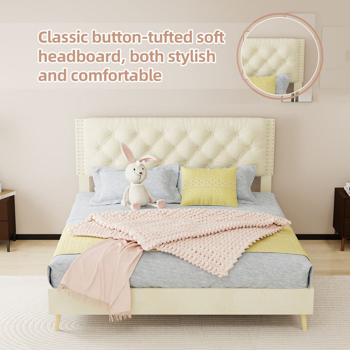 Upholstered Bed With Tufted Headboard