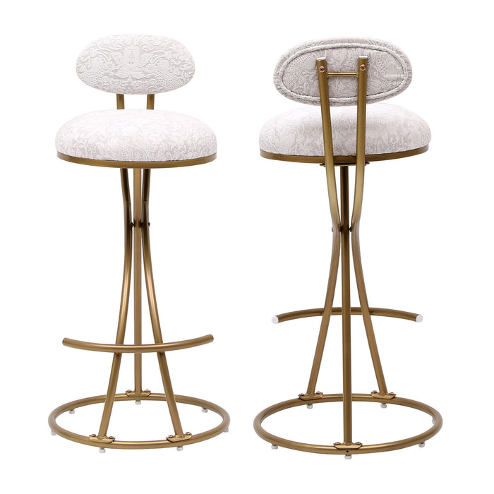 Round Print Bar Stools Upholstered Chairs For Kitchen (Set of 2)