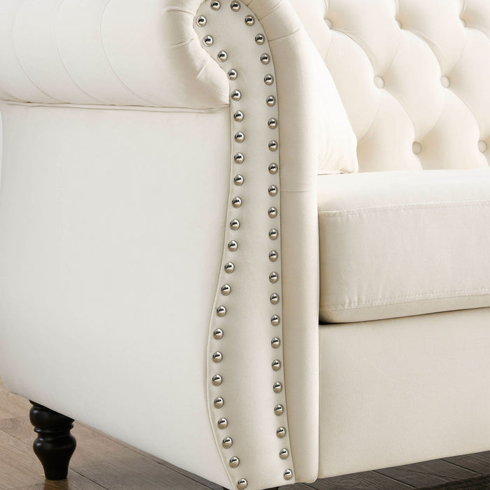 Chesterfield Sofa With Rolled Arms And Nailhead Trim